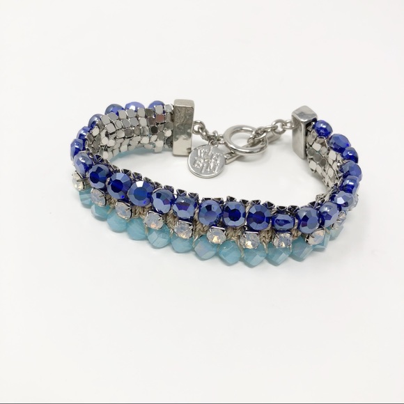 White House Black Market Jewelry - WHBM silver tricolor blue and white gem bracelet